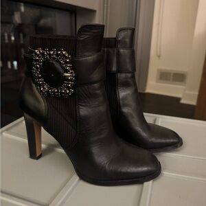 Karl Lagerfeld Black Heeled Boots with Embellished Detail